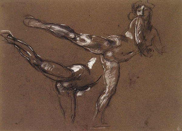 Dwa studia aktu kobiecego (kreda na papierze) autorstwa Henry Tonks