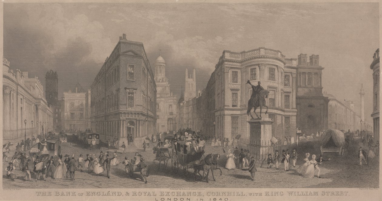 Bank Anglii i Royal Exchange, Cornhill autorstwa Henry Wallis