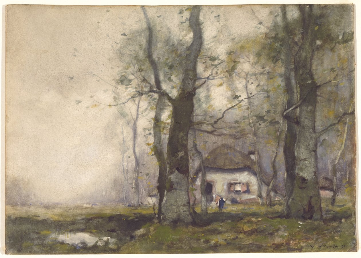 Domek w lesie, 1891 (wc na papierze) autorstwa Henry Ward Ranger