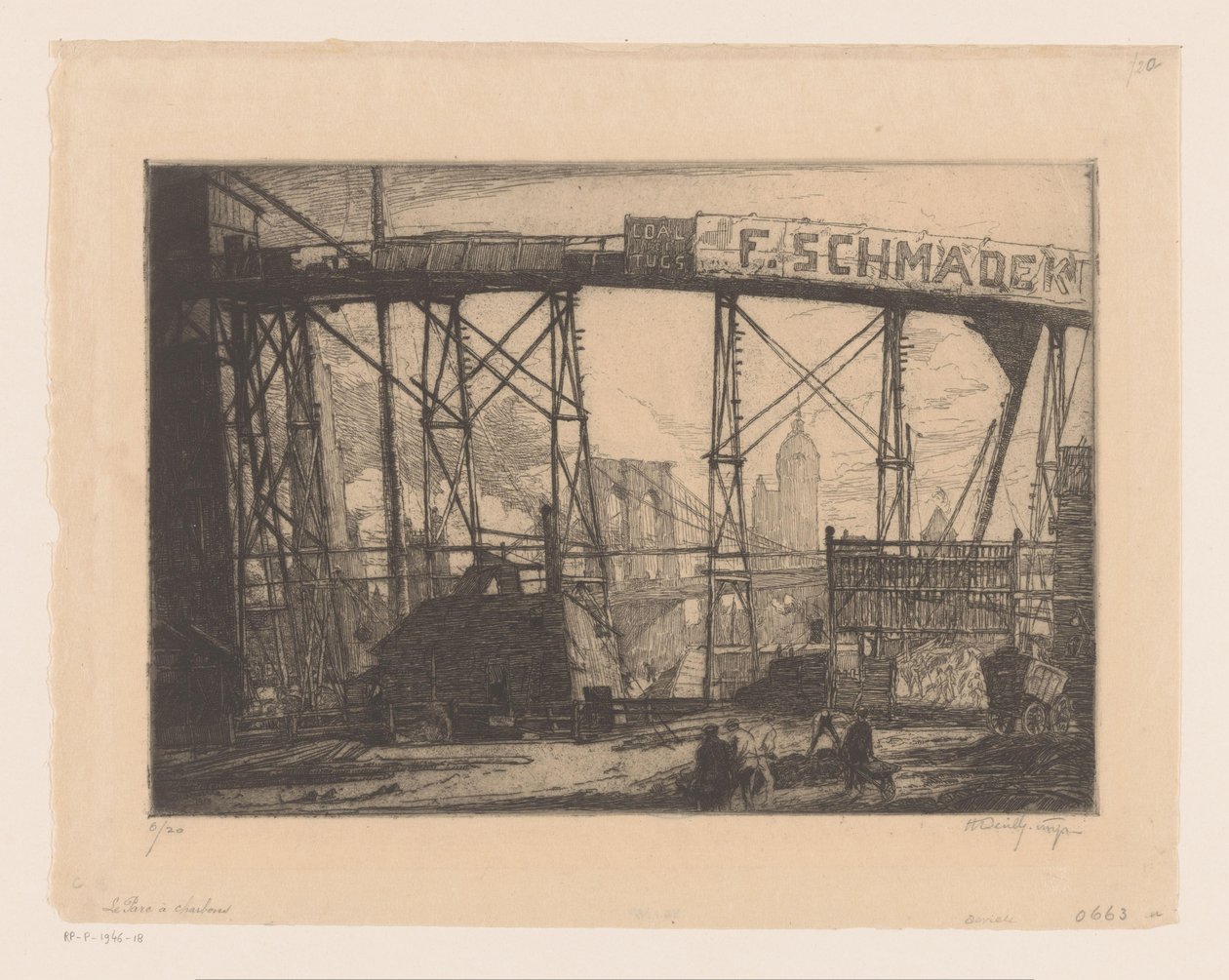 Widok na Nowy Jork z warsztatu autorstwa Henry Wilfrid Deville (signed by artist)