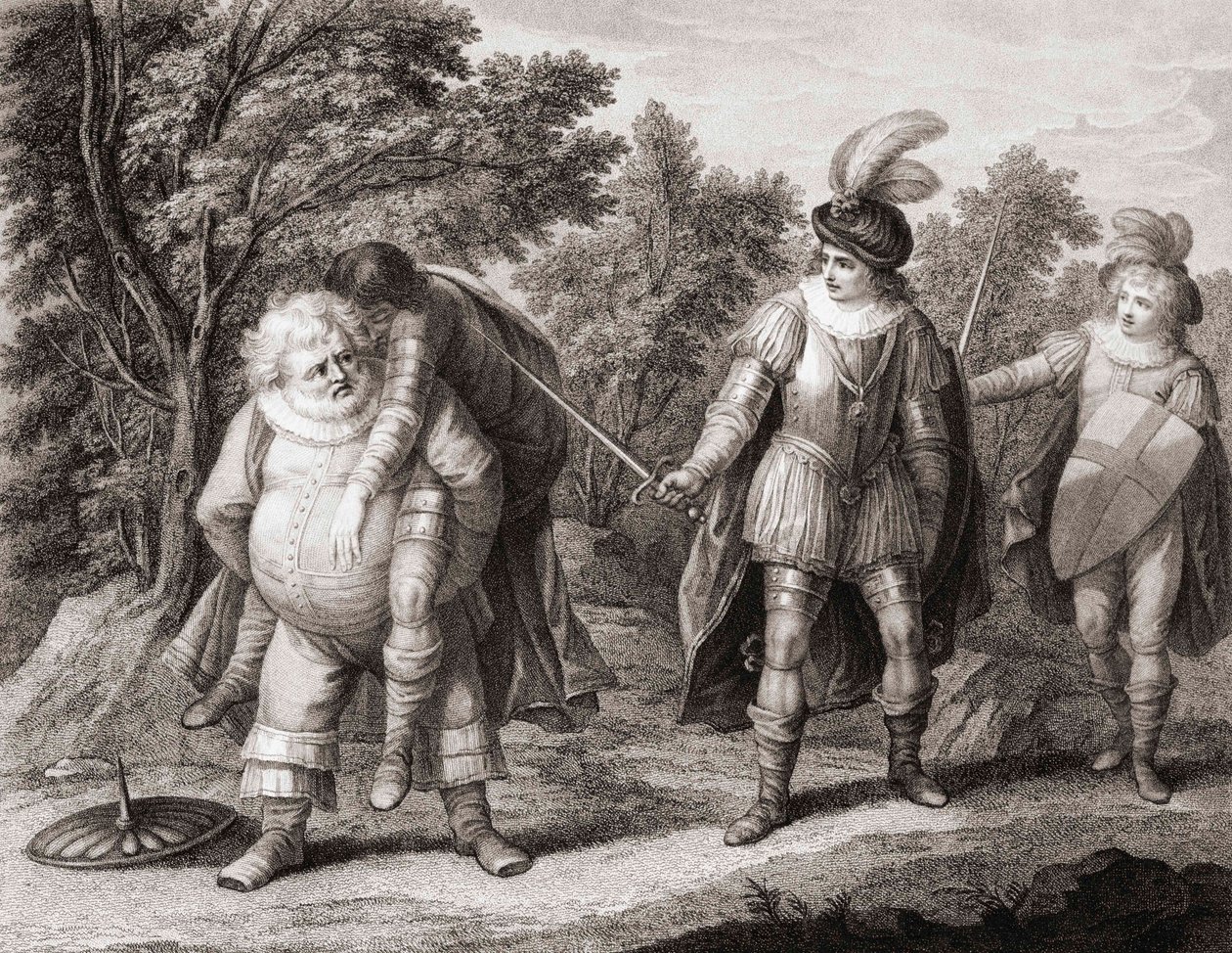 Falstaff z ciałem Hotspura na plecach. (wydrukować) autorstwa Henry William (after) Bunbury