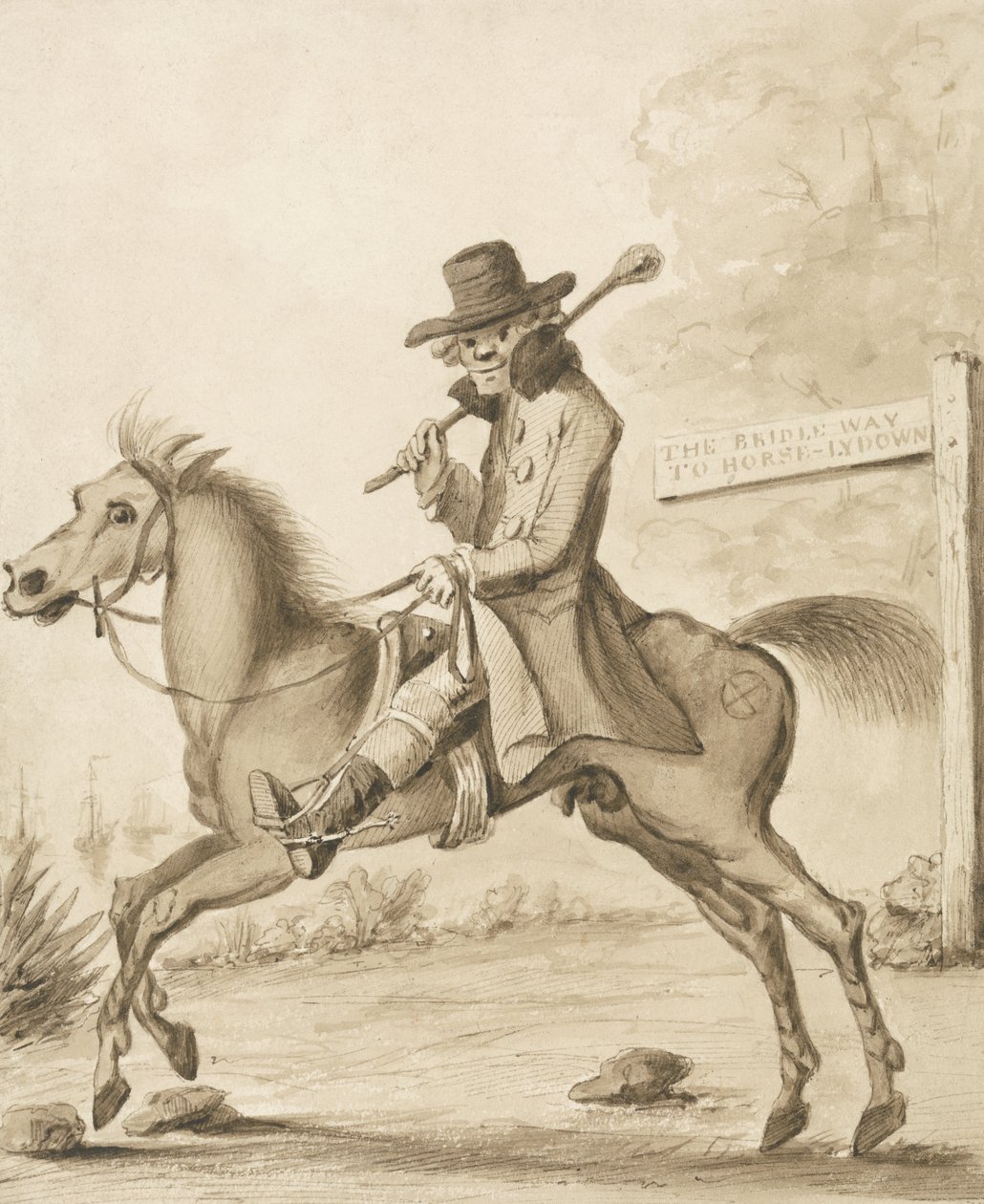Ilustracja H. Bunbury, Akademia dla Dorosłych Jeźdźców: Trochę Krwi (pióro i atrament z praniem na papierze) autorstwa Henry William Bunbury