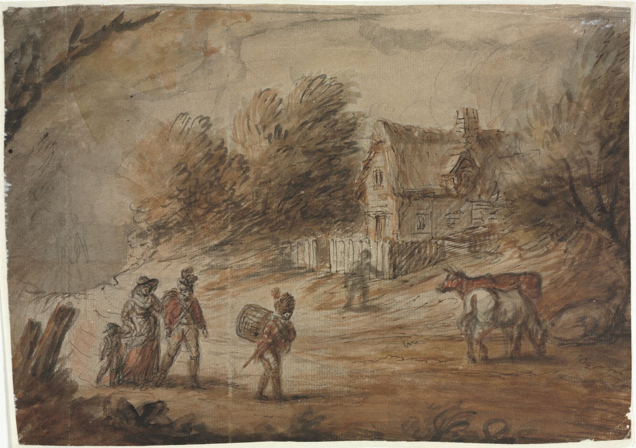 Scena wiejska z żołnierzami autorstwa Henry William Bunbury
