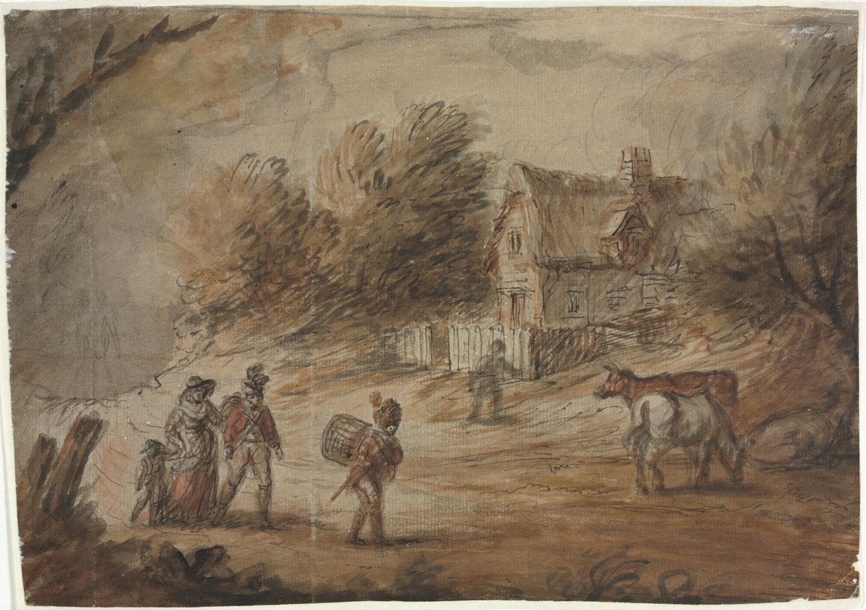 Scena kraju z żołnierzami. autorstwa Henry William Bunbury