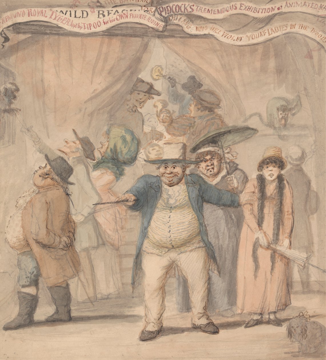 Wejście do namiotu wystawowego Pidcocka na targach autorstwa Henry William Bunbury