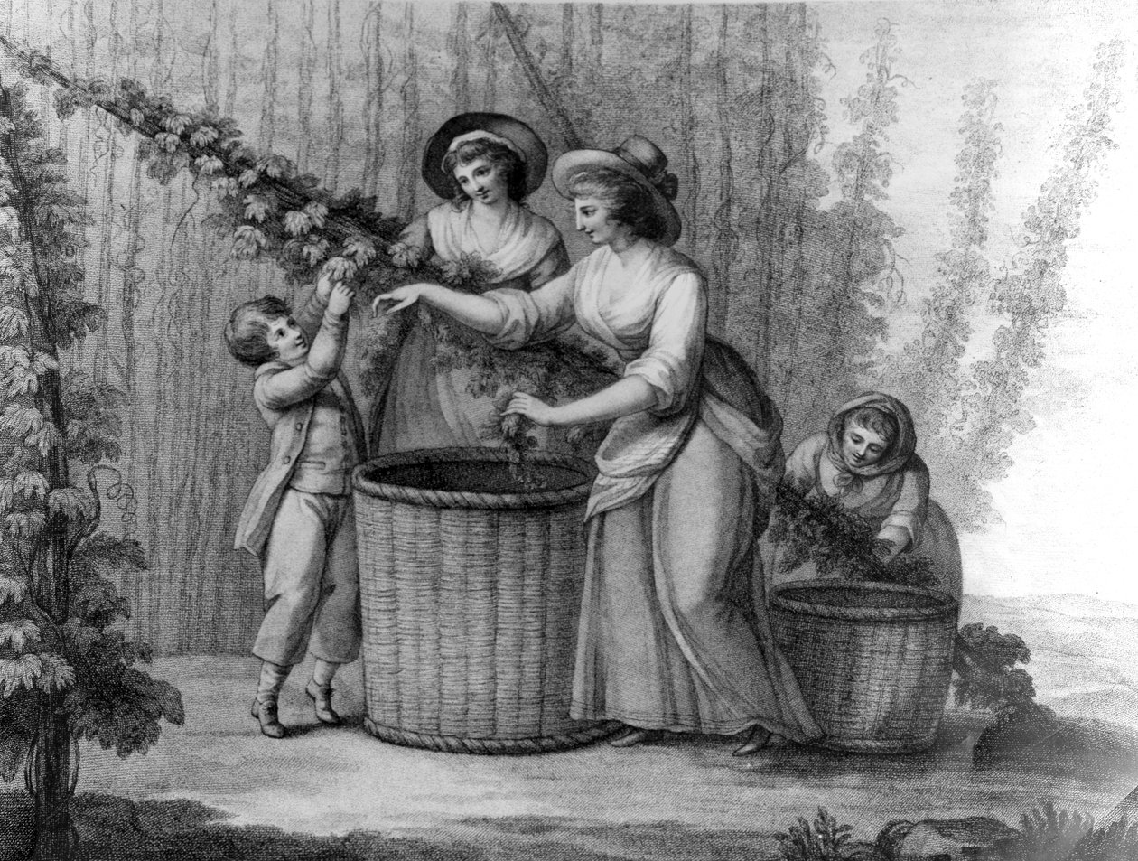 Zbieracze chmielu, grawerowane przez Williama Dickinsona, 1803 autorstwa Henry William Bunbury