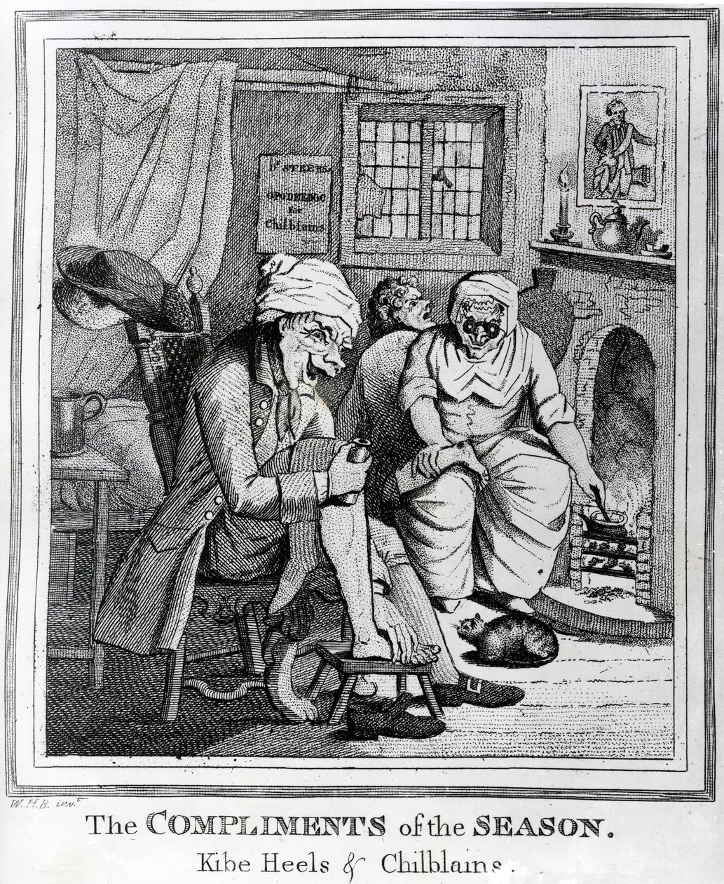 Komplementy sezonu, Kibe Heels und Chillblains, c.1785 autorstwa Henry William Bunbury