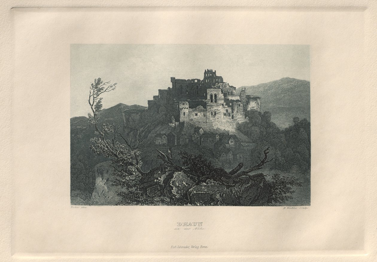 Malownicza i romantyczna Nadrenia: Dhaun nad Nahe, 1928. autorstwa Henry Winkles