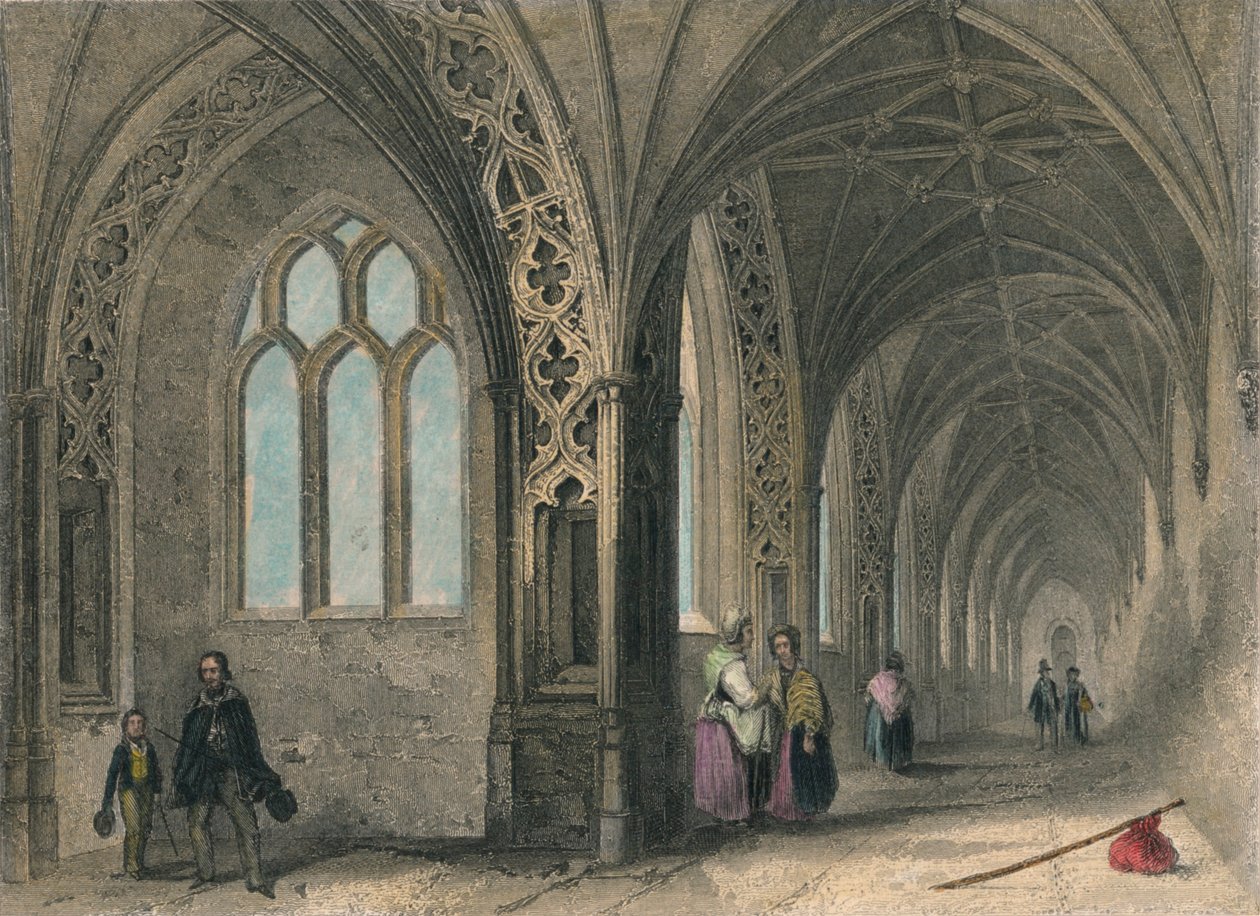 Katedra w Worcester. Krużganki, 1836 autorstwa Henry Winkles