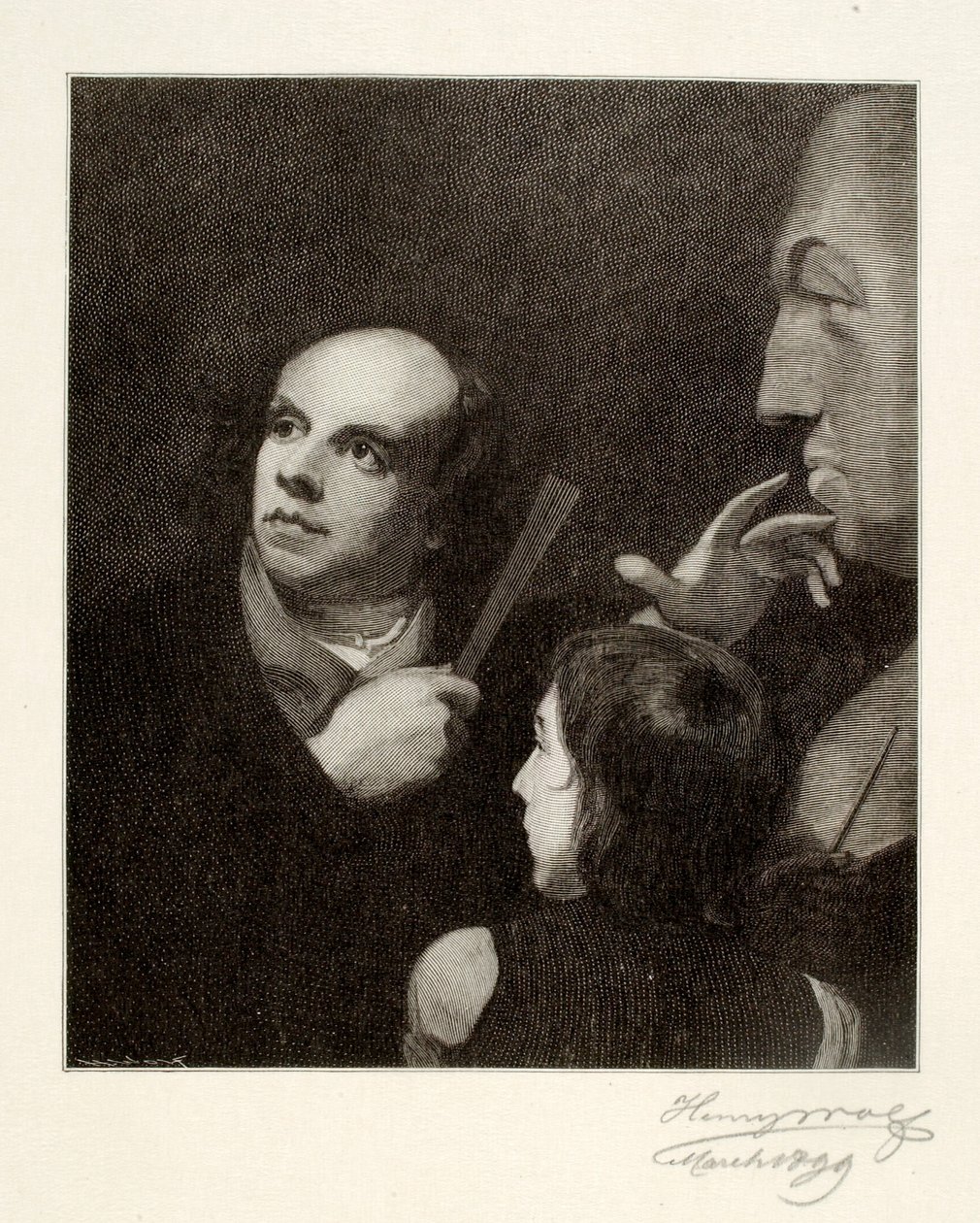 John Flaxman modeluje popiersie Williama Hayleya autorstwa Henry Wolf