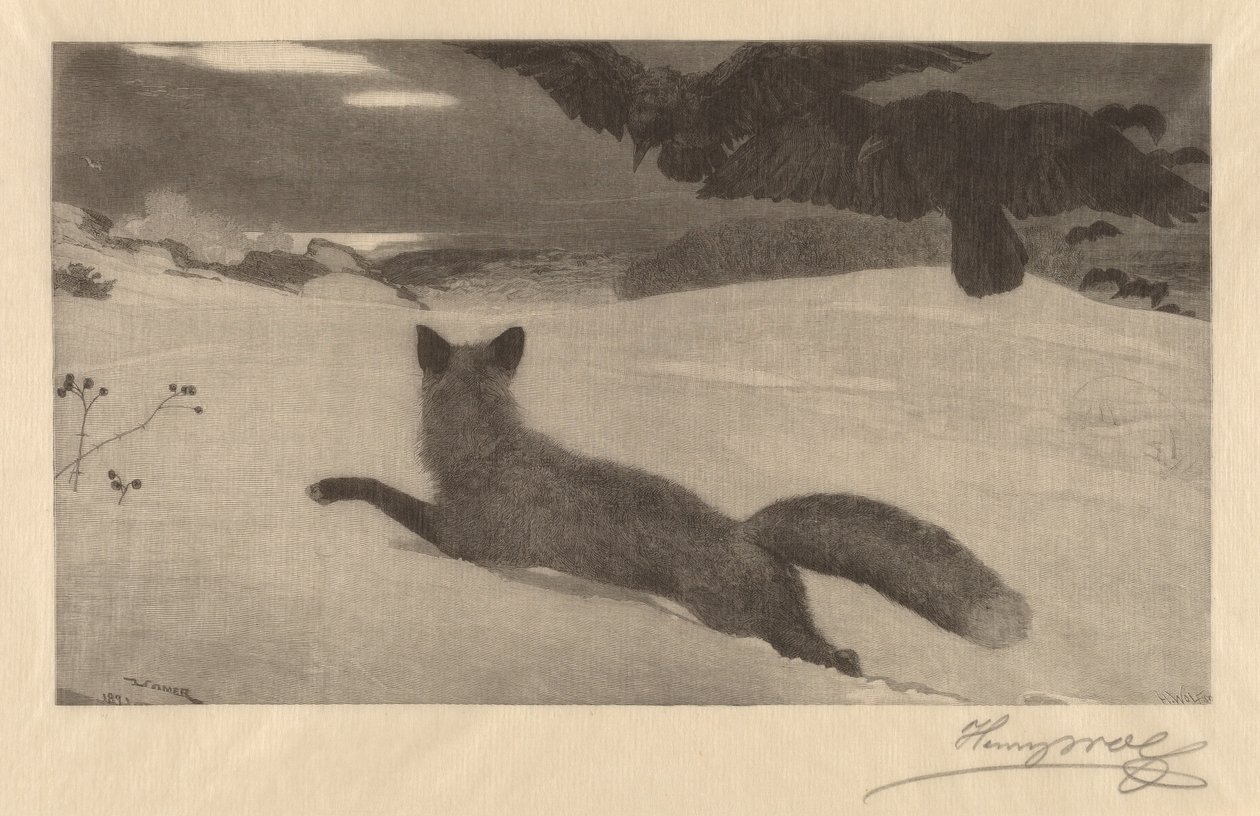 Zima, Polowanie na Lis autorstwa Henry Wolf after Winslow Homer