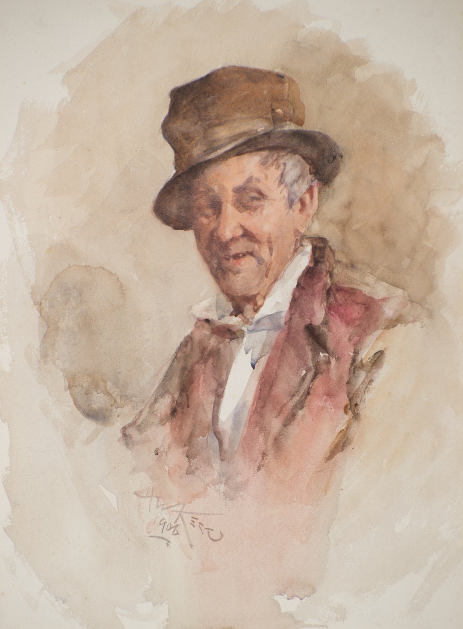 Portret mężczyzny w cylindrze (akwarela) autorstwa Henry Wright Kerr