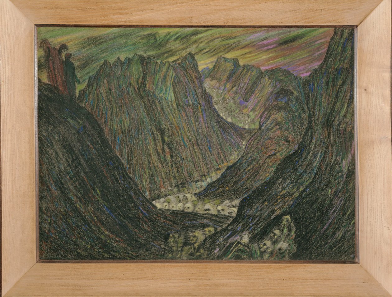 Dante et Virgile aux enfers - Dante i Wergiliusz w Piekle: Procesja potępionych w złotych ołowianych sutannach ... (pastel) autorstwa Henry De Groux