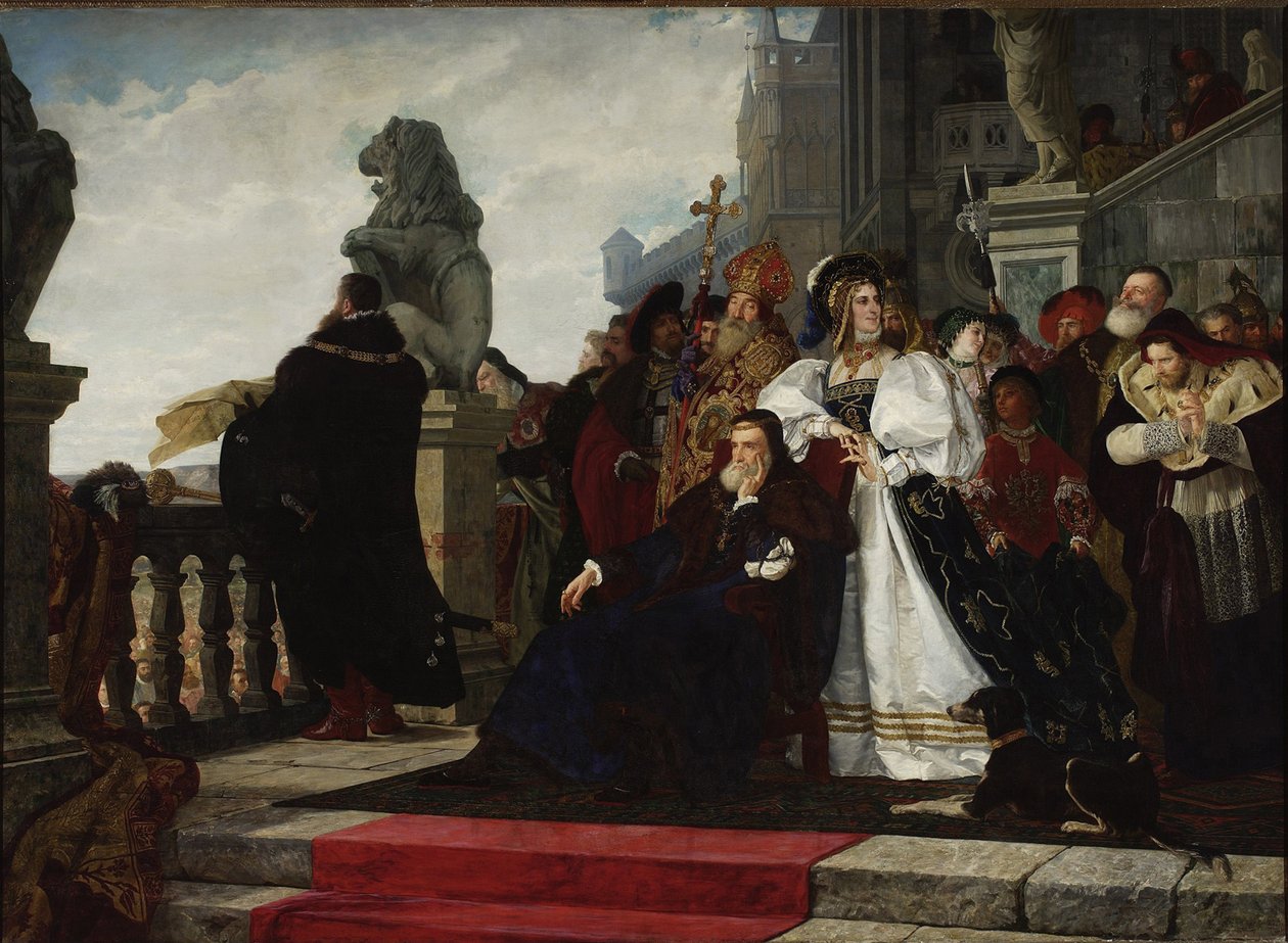 Zygmunt I (1467-1548) - Wojna Kurczaków (1537) - para Rodakowski, Henryk (1823-1894). Olej na płótnie, format: 192,5x2 autorstwa Henryk Hipolit Rodakowski