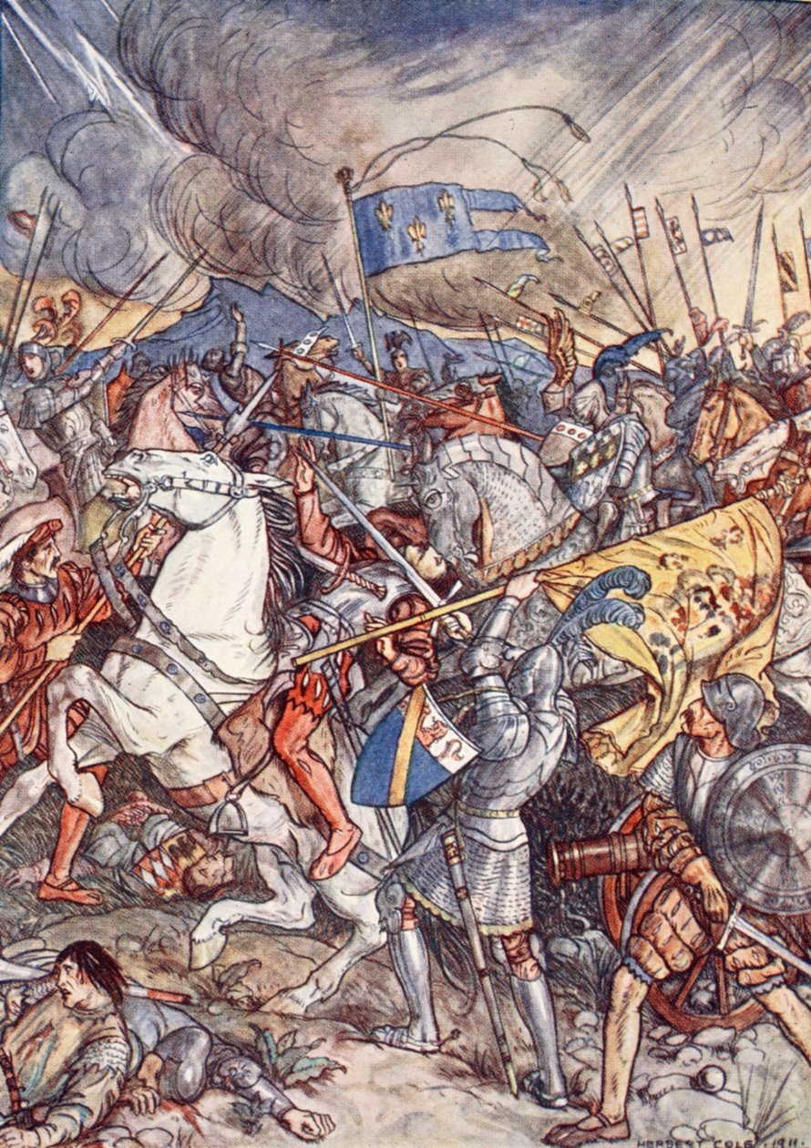 Bitwa pod Fornovo, ilustracja z książki "Bayard: The Good Knight Without Fear and Without Reproach