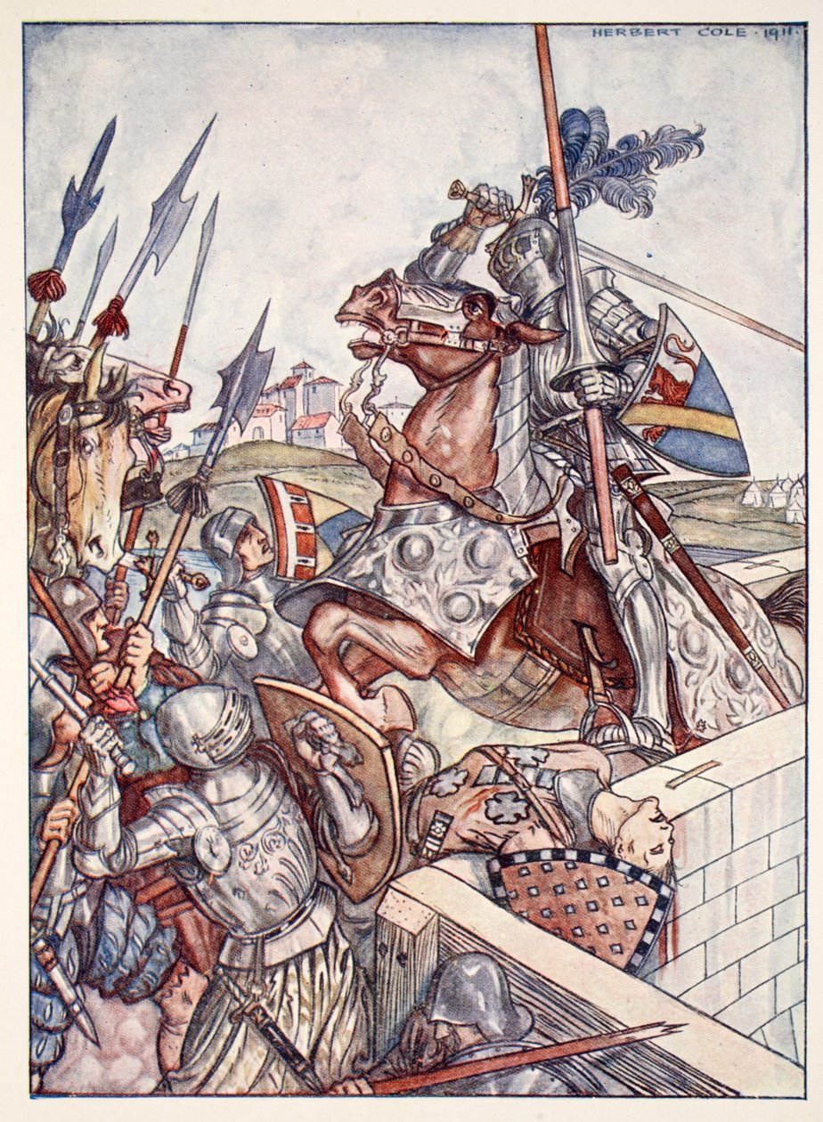 Bayard broni mostu, ilustracja z „Bayard: Dobry rycerz bez strachu i bez wyrzutu” Christophera Hare