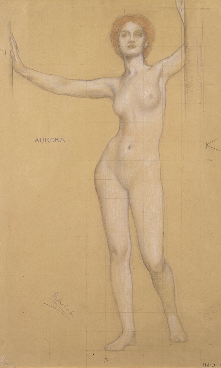Aurora - Studium dla Ostrej Bramy (kreda na papierze) autorstwa Herbert James Draper