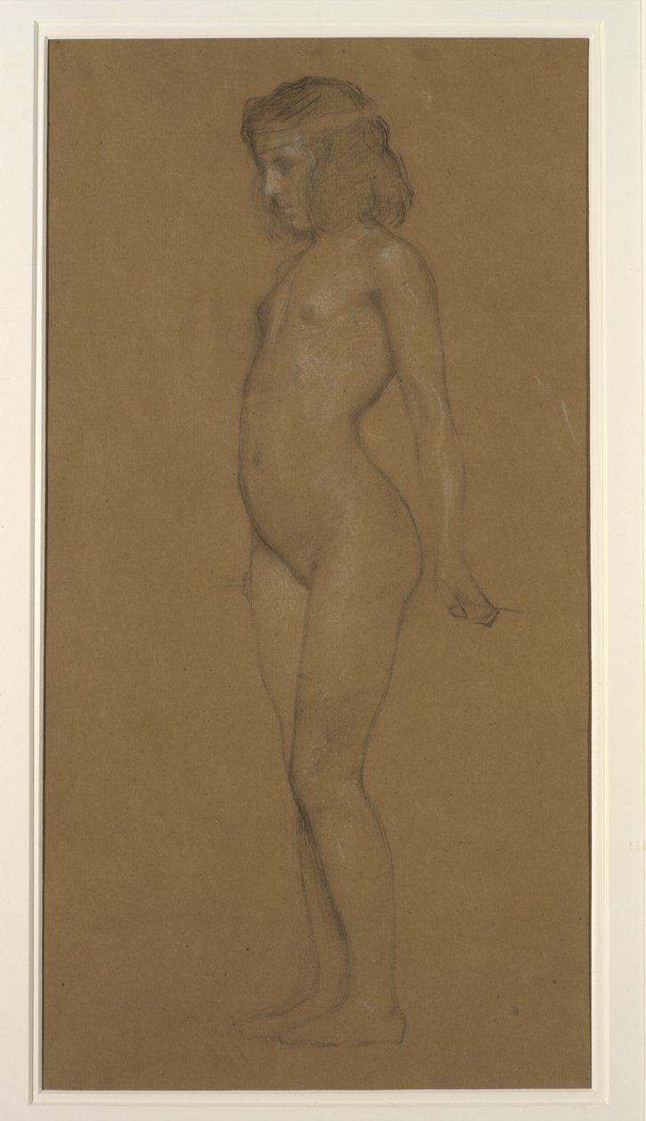 Studium młodej dziewczyny (ołówek na papierze podkreślony bielą) autorstwa Herbert James Draper