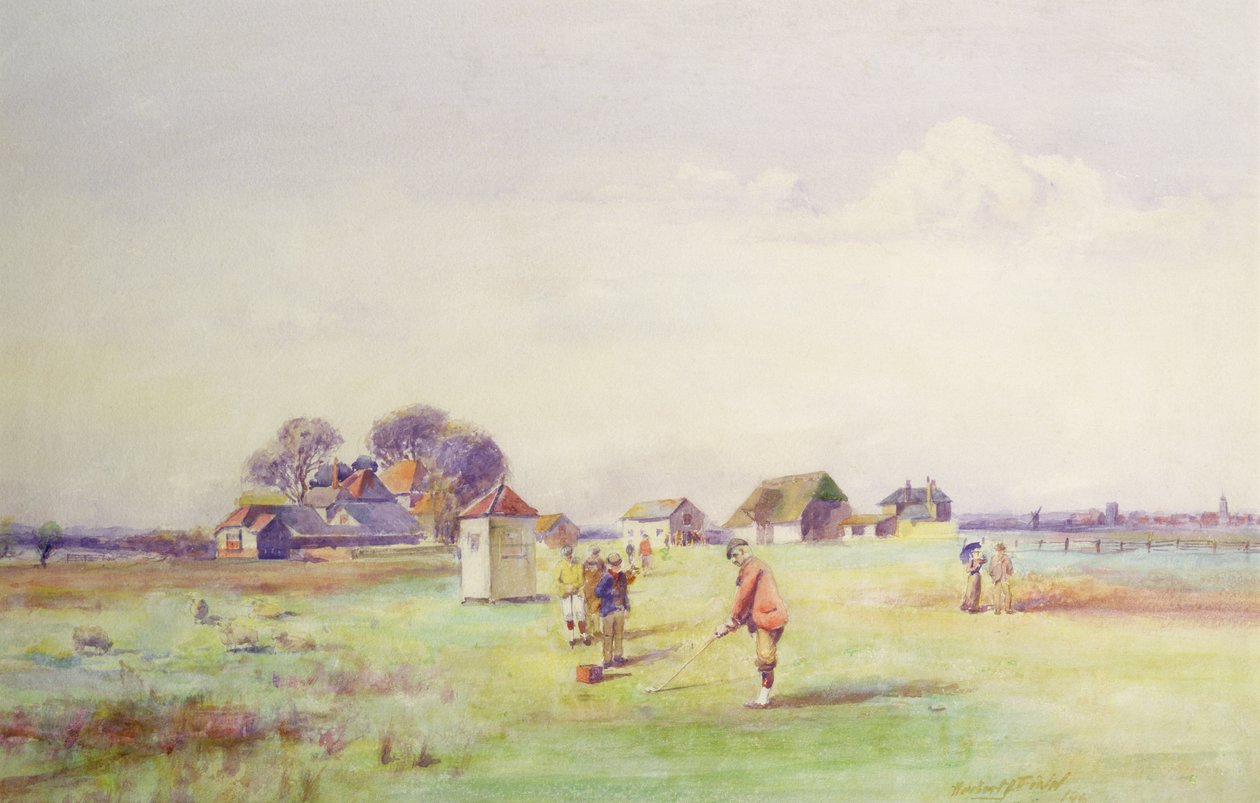 Pierwsza koszulka w Royal St. Georges, Sandwich, 1910 (wc) autorstwa Herbert John Finn