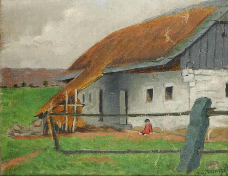 Budynki wiejskie English: A Farmhouse autorstwa Herbert Masaryk