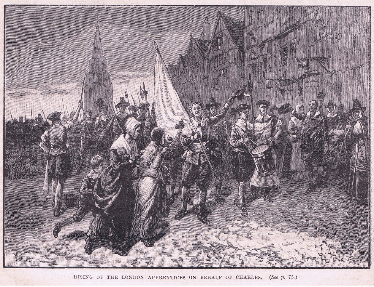 Powstanie londyńskich uczniów w imieniu Karola I AD 1648 autorstwa Herbert Railton