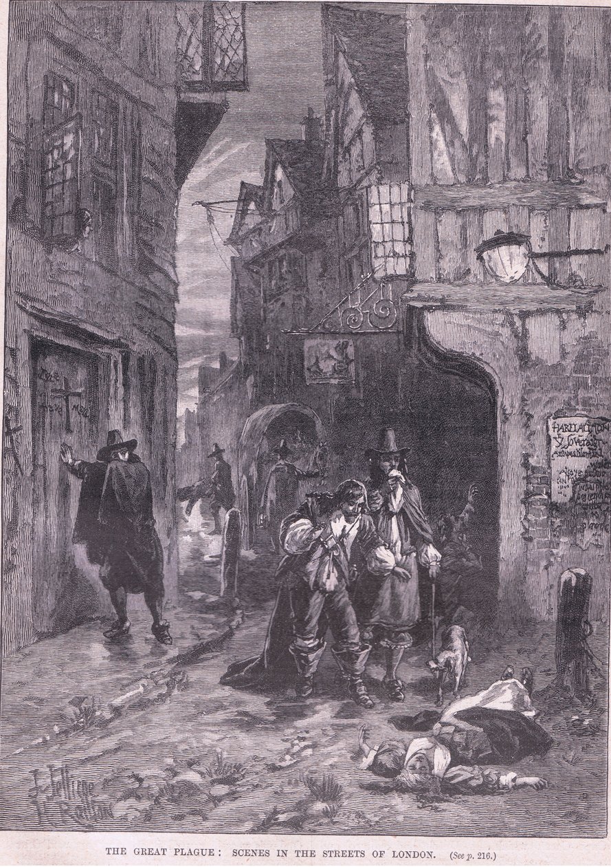 Wielka Plaga: Sceny na ulicach Londynu AD 1665 autorstwa Herbert Railton