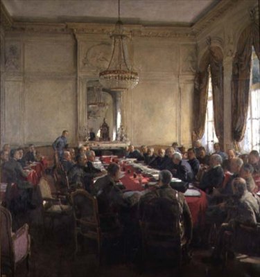 Spotkanie Najwyższej Rady Międzysojuszniczej w pałacu Trianon, Wersal, lipiec 1918 r autorstwa Herbert Arnould Olivier