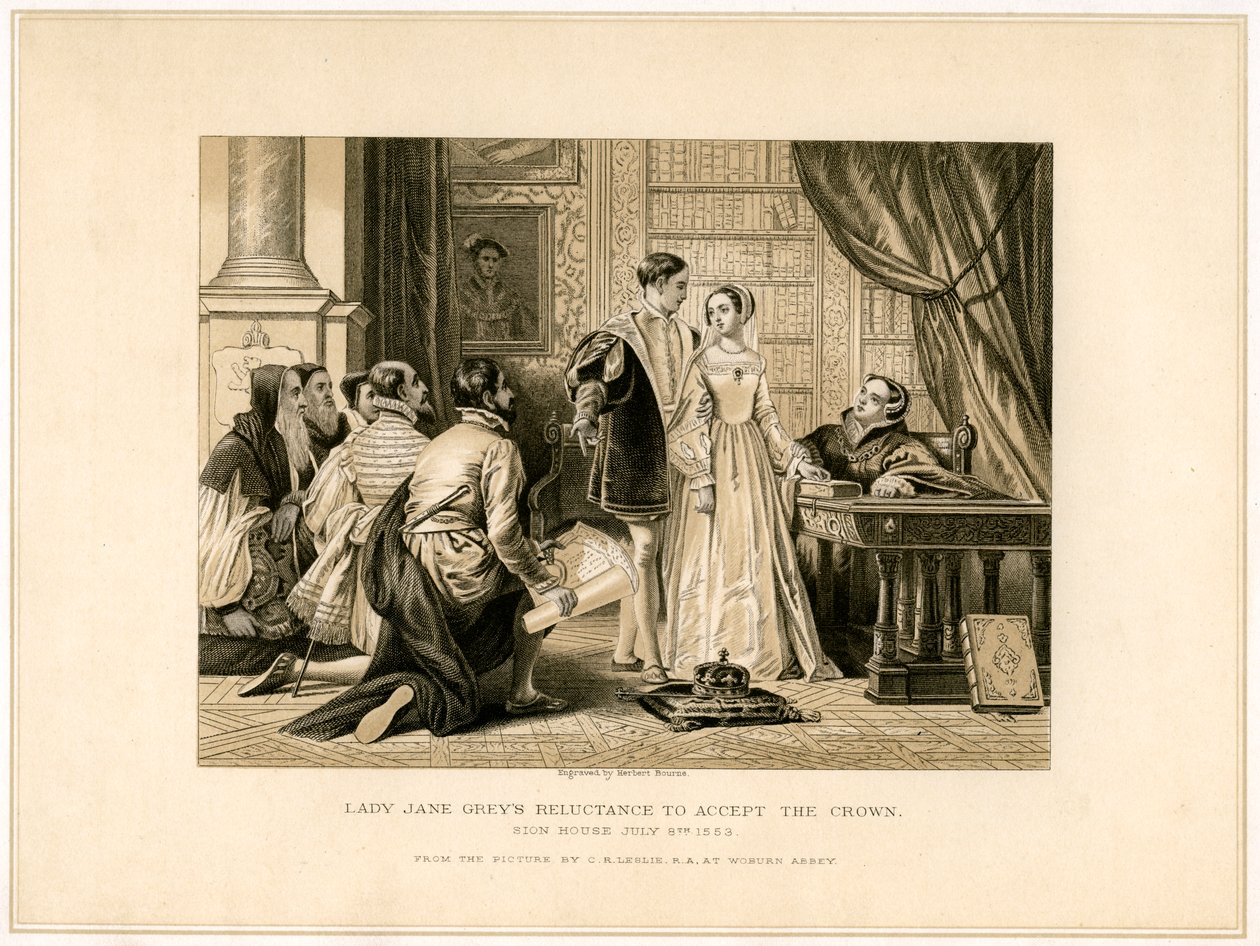 Lady Jane Grays niechęć do przyjęcia korony, XIX w. autorstwa Herbert Bourne