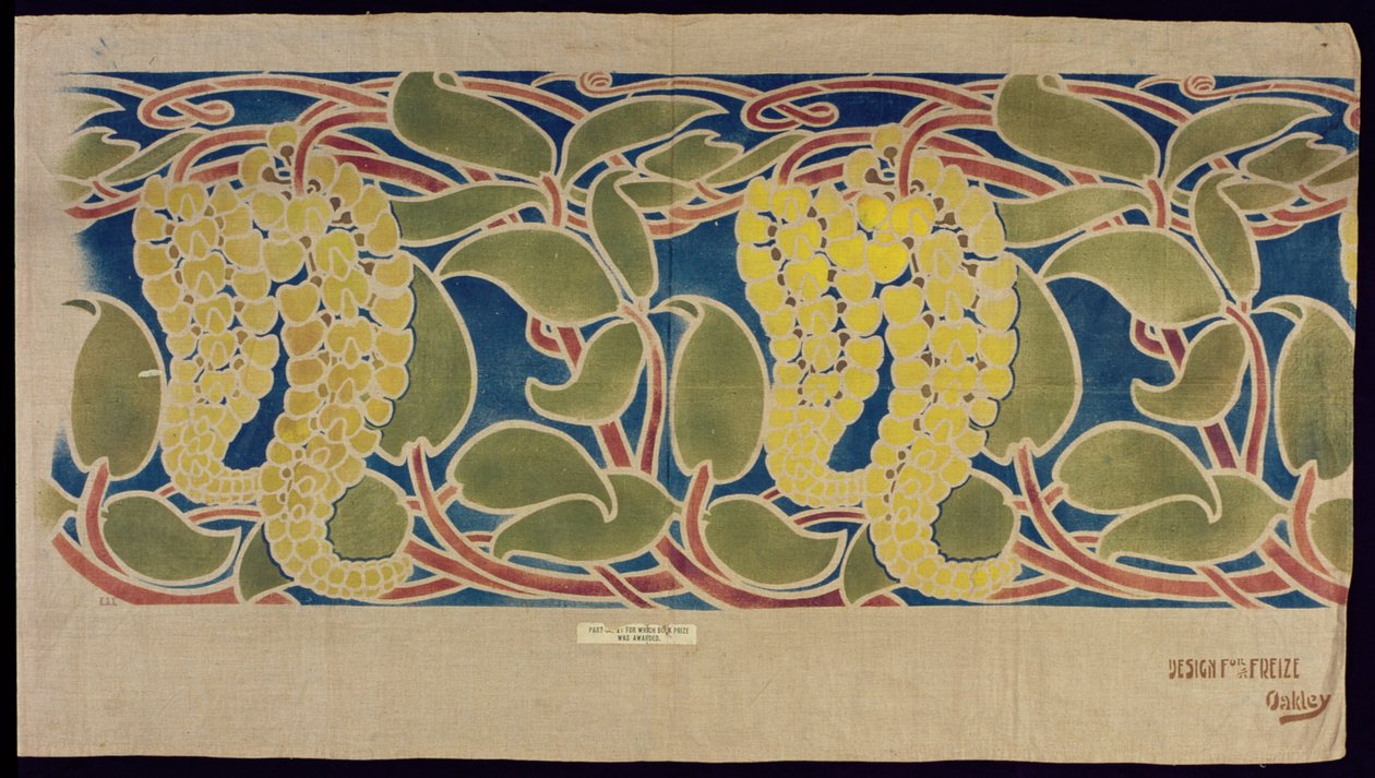 Próbka tkaniny szablonowej, ok. 1896 r. autorstwa Herbert C. Oakley