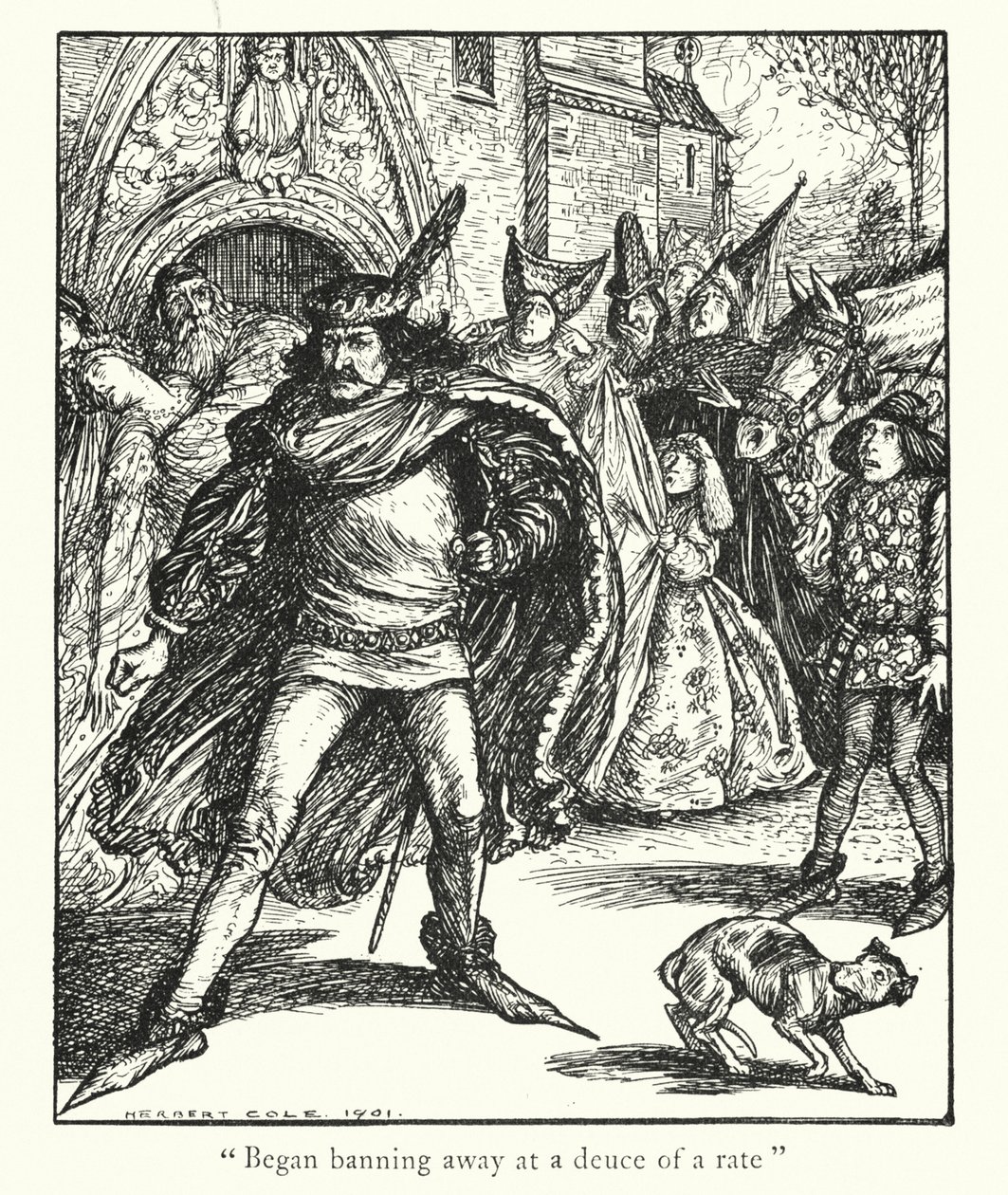 Ingoldsby Legends: Ostrzeżenie bluźniercy (litografia) autorstwa Herbert Cole