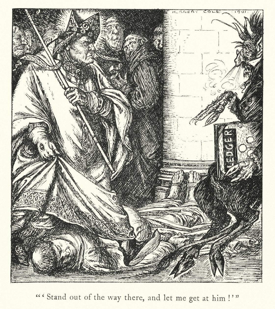 Ingoldsby Legends: Bracia z Birchington (litografia) autorstwa Herbert Cole