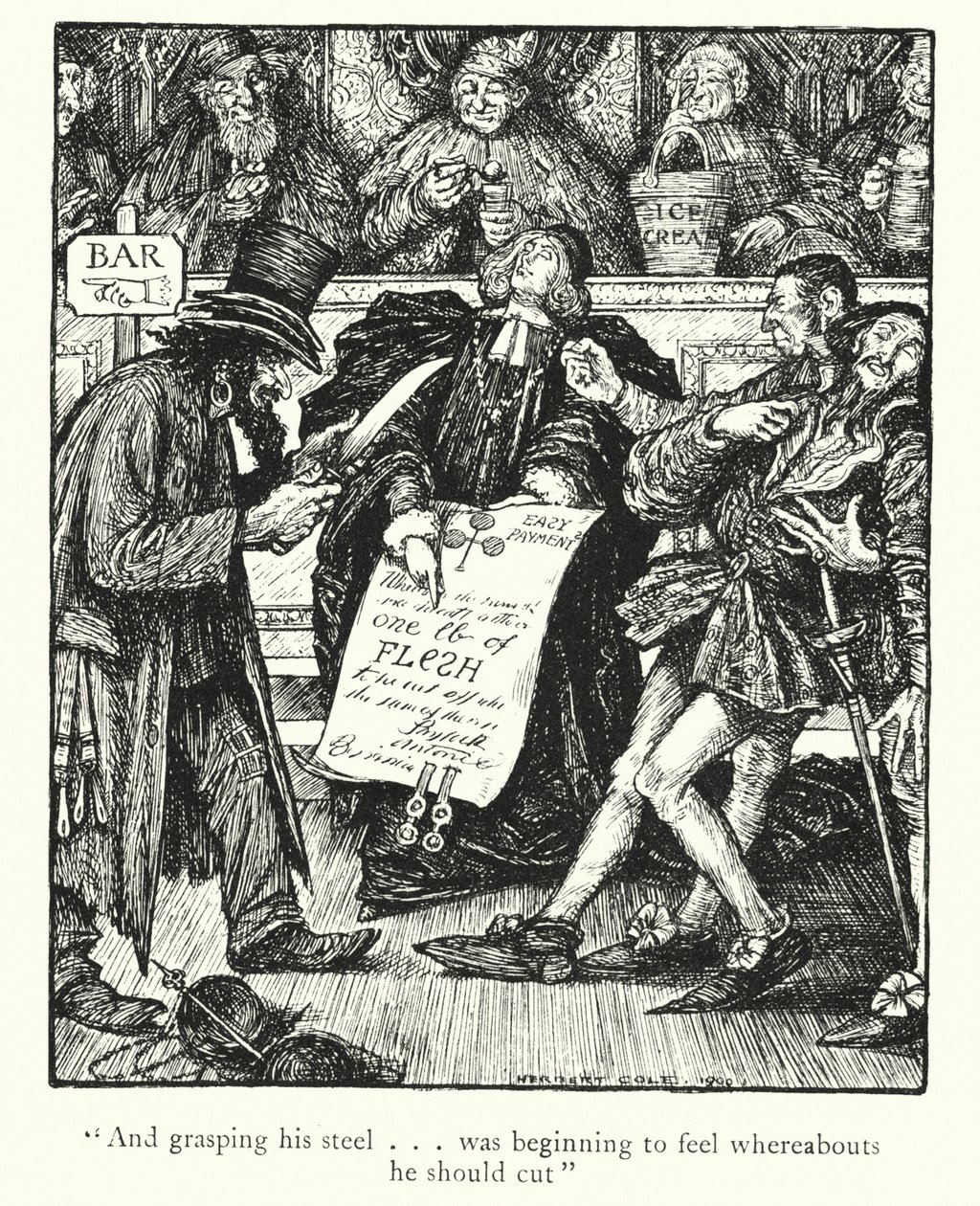 Ingoldsby Legends: Kupiec wenecki (litografia) autorstwa Herbert Cole