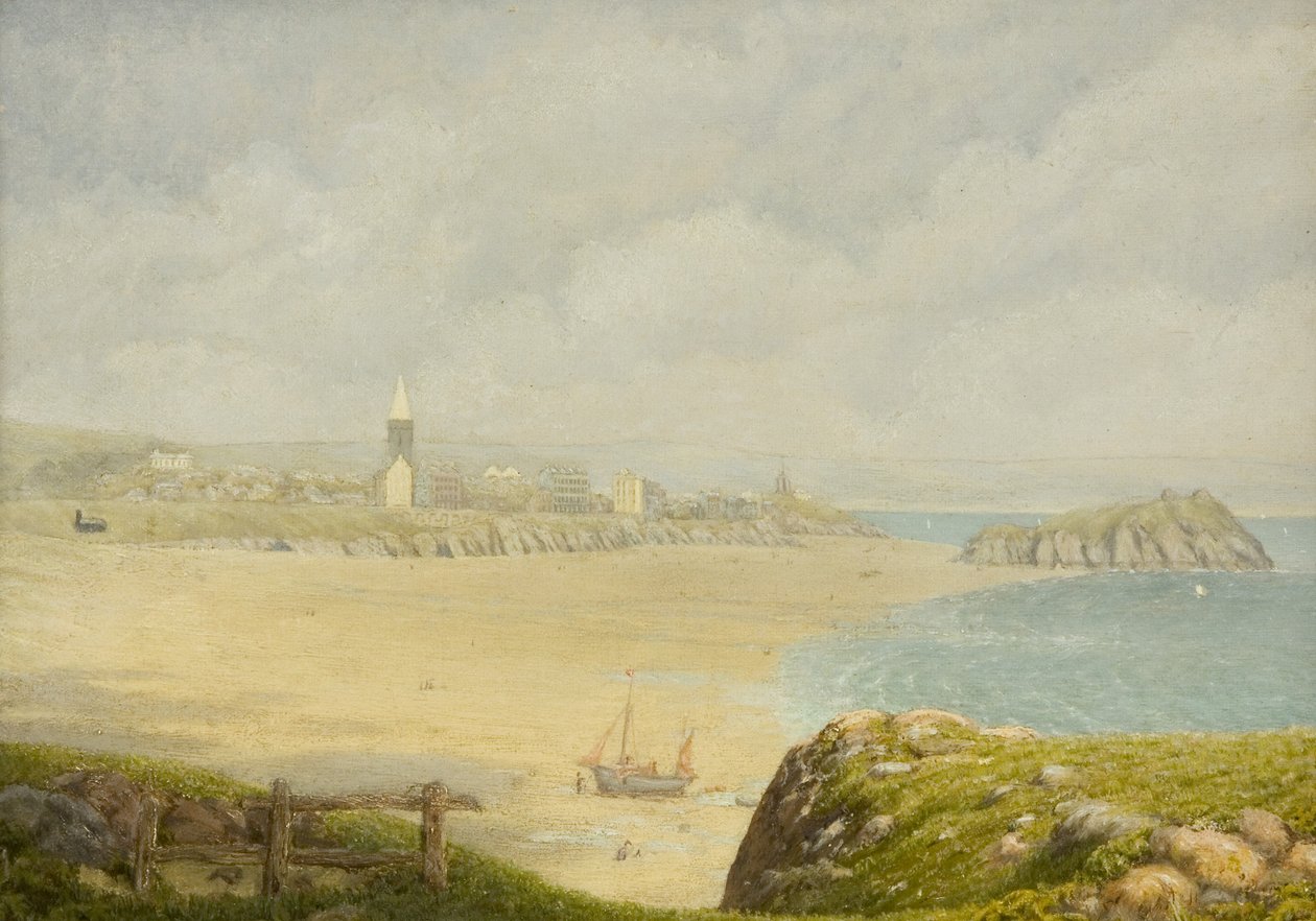 Tenby, plaża (olej na płótnie) autorstwa Herbert Isambard Owen