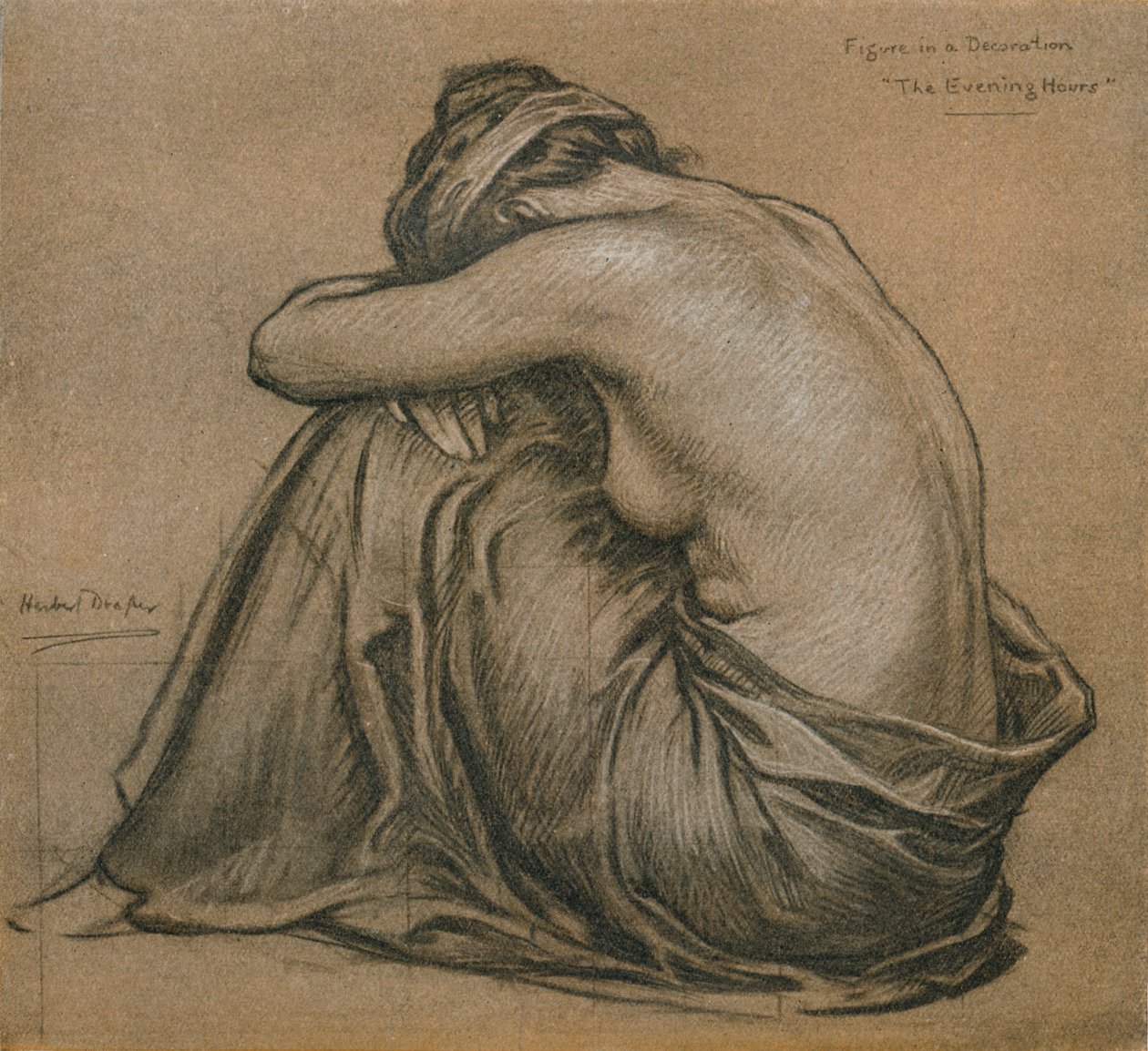 Studium do dekoracji, Godziny wieczorne, ok. 1916 r. autorstwa Herbert James Draper