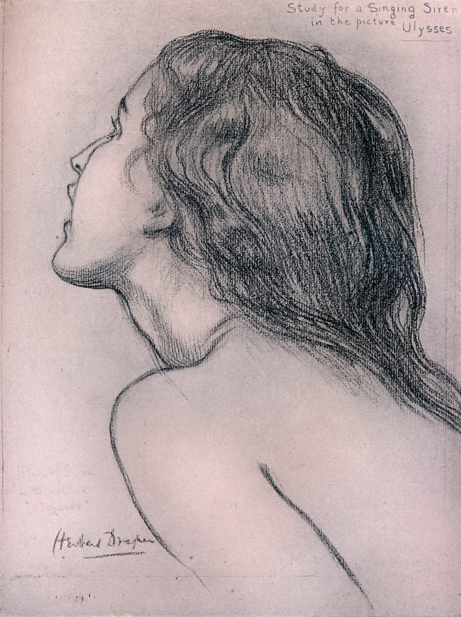 Studium dla śpiewającej syreny, c1909 autorstwa Herbert James Draper