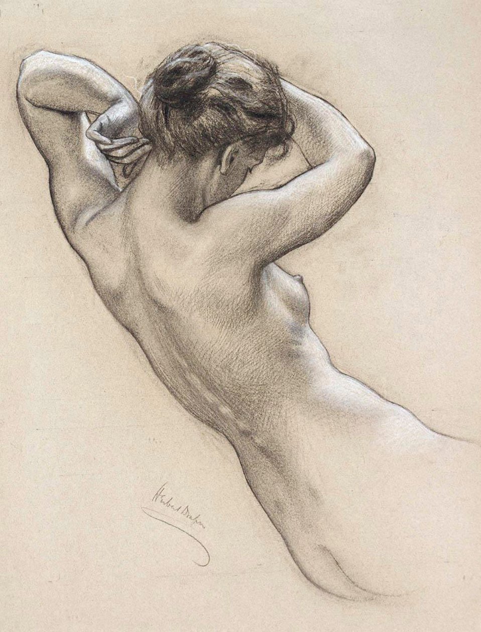 Studium dla nimfy wodnej, koniec XIX lub początek XX wieku. autorstwa Herbert James Draper