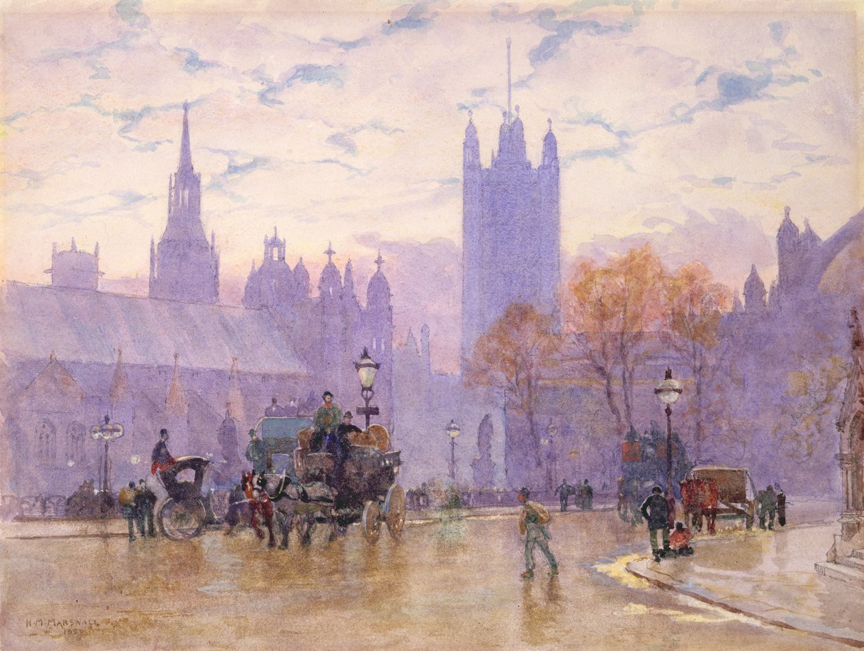 Poranek na Placu Parlamentu, 1889 (wc na papierze) (para 26735) autorstwa Herbert Menzies Marshall