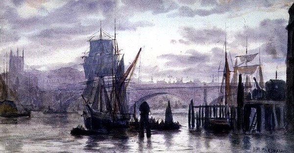 Nad Tamizą, akwarela autorstwa Herbert Menzies Marshall