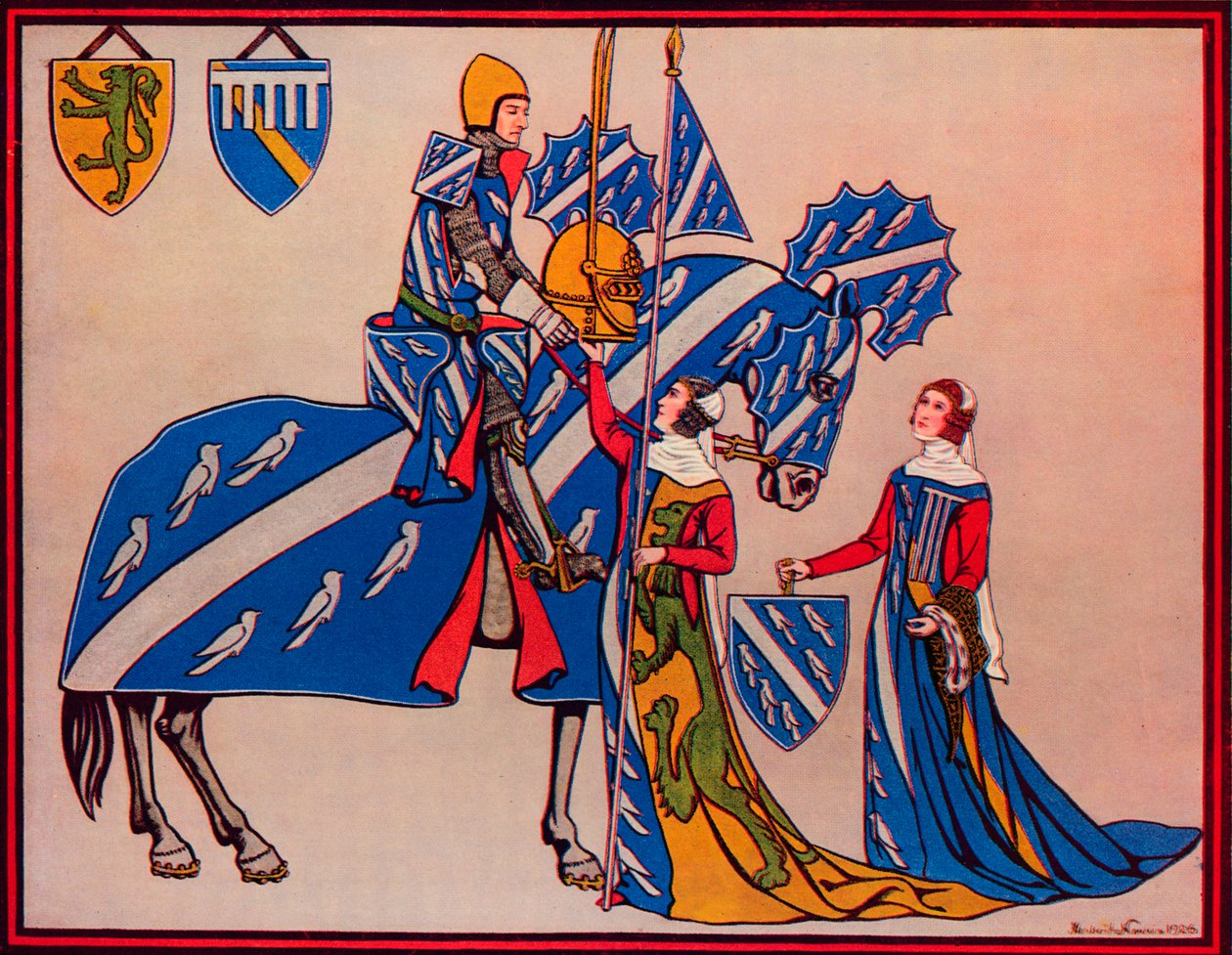Sir Geoffrey Luttrell, jego żona i synowa, c1340, 1926 autorstwa Herbert Norris
