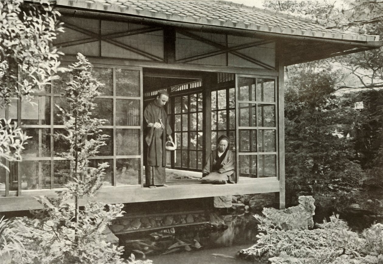 Namikawa San karmi swój karp, 1910. autorstwa Herbert Ponting