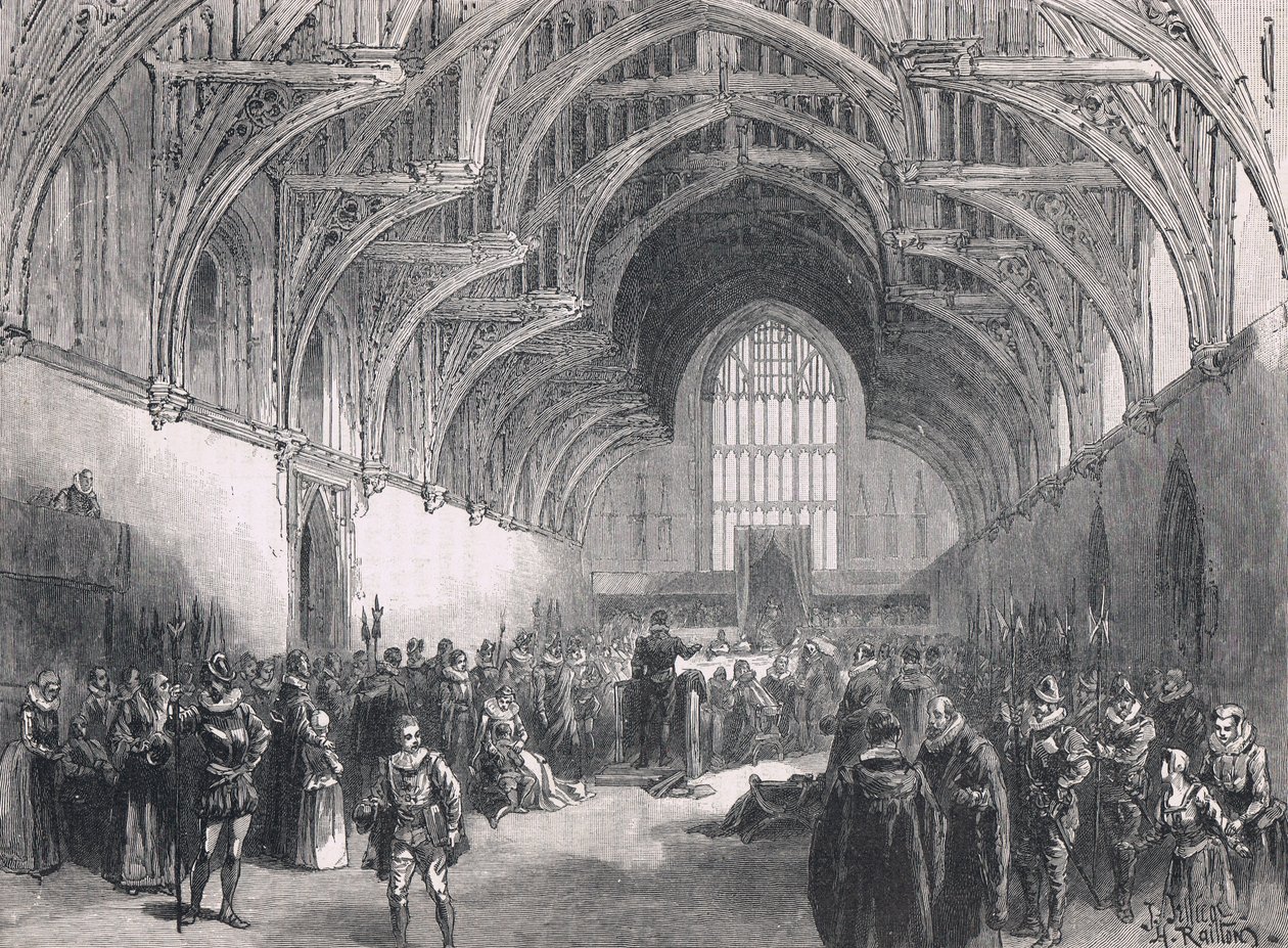 Proces państwowy w Westminster Hall za czasów Elżbiety I autorstwa Herbert Railton