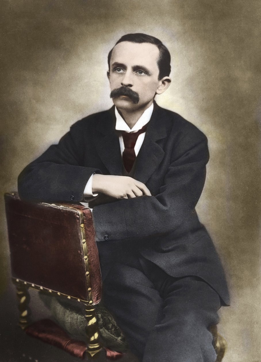 Portret J.M.Barrie sfotografowany przez Barrauda w 1893 roku - James Matthew Barrie (1860-1937), szkocki pisarz, twórca Piotrusia Pana - Fotografia kolorowa. autorstwa Herbert Rose Barraud