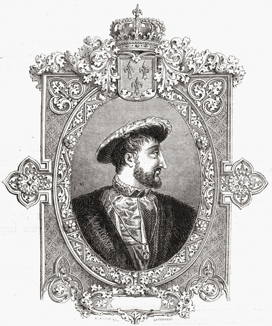 Francois I, grawerowane przez Pannemaker-Ligny, z „Histoire de la Revolution Francaise” Louisa Blanca (1811-82) autorstwa Hercule Catenacci
