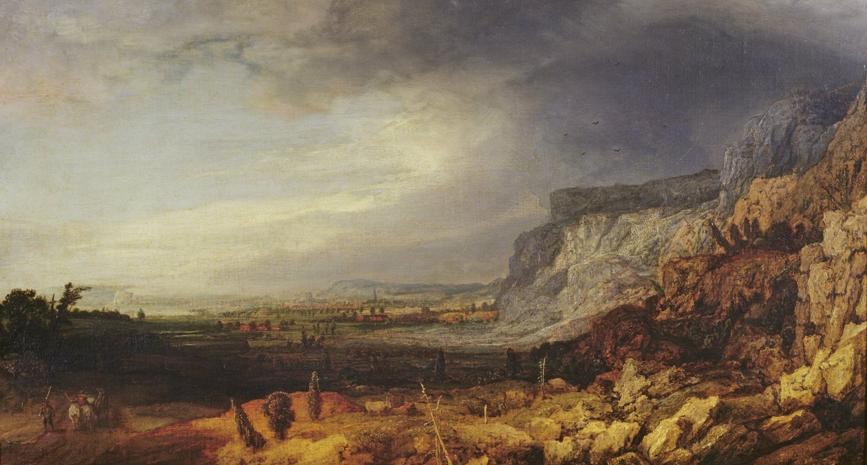 Pejzaż, ok. 1620-30 (olej na płótnie ułożony na desce) autorstwa Hercules Seghers