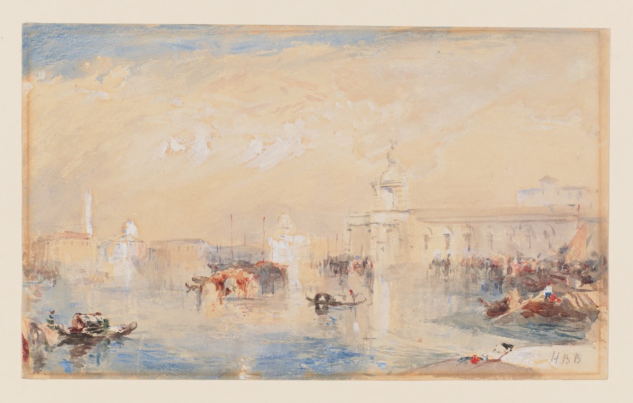 Krajobraz według Turnera „Dogana, San Giorgio, Citella, ze schodów Europy” (akwarela, bodycolor i ołówek na papierze) autorstwa Hercules Brabazon Brabazon