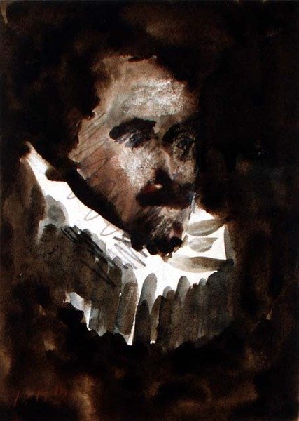 Mężczyzna z kryzą (akwarela, ołówek na papierze) autorstwa Hercules Brabazon Brabazon
