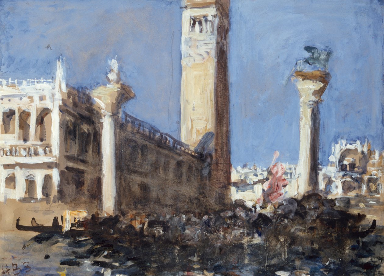Piazzetta z Kanału (ołówek, akwarela i kolor korpusu) autorstwa Hercules Brabazon Brabazon