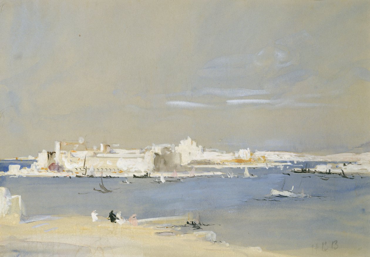Port, Valletta, Malta (toaleta i kolor nadwozia na papierze barwionym) autorstwa Hercules Brabazon Brabazon
