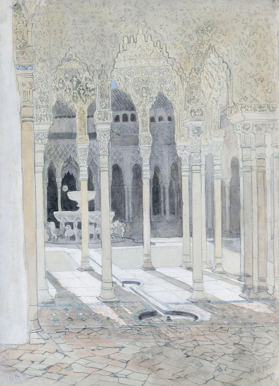 Dziedziniec Lwa, Alhambra, Granada, Hiszpania autorstwa Hercules Brabazon Brabazon