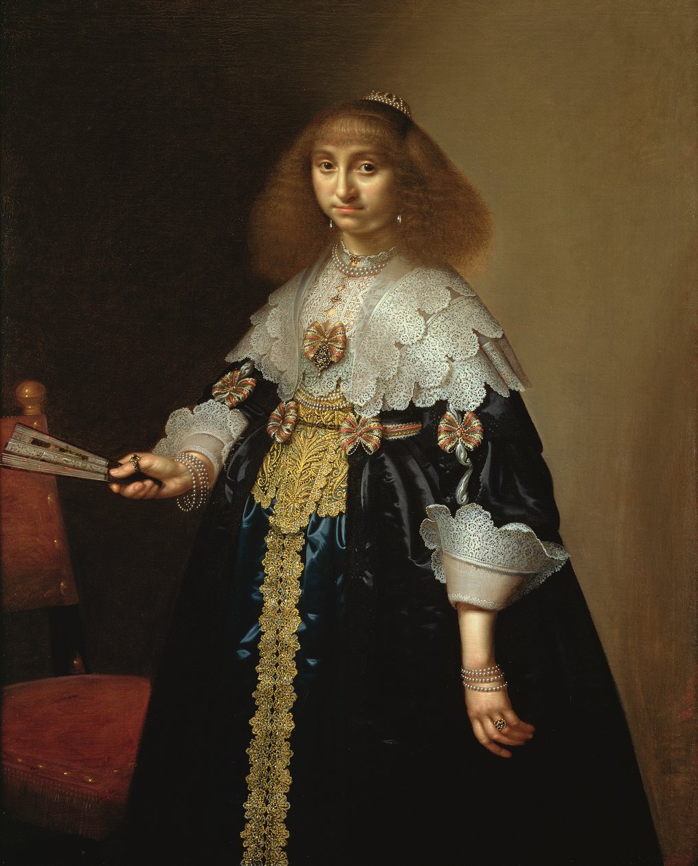 Portret damy w wyszukanym haftowanym stroju, 1640 autorstwa Hercules Sanders